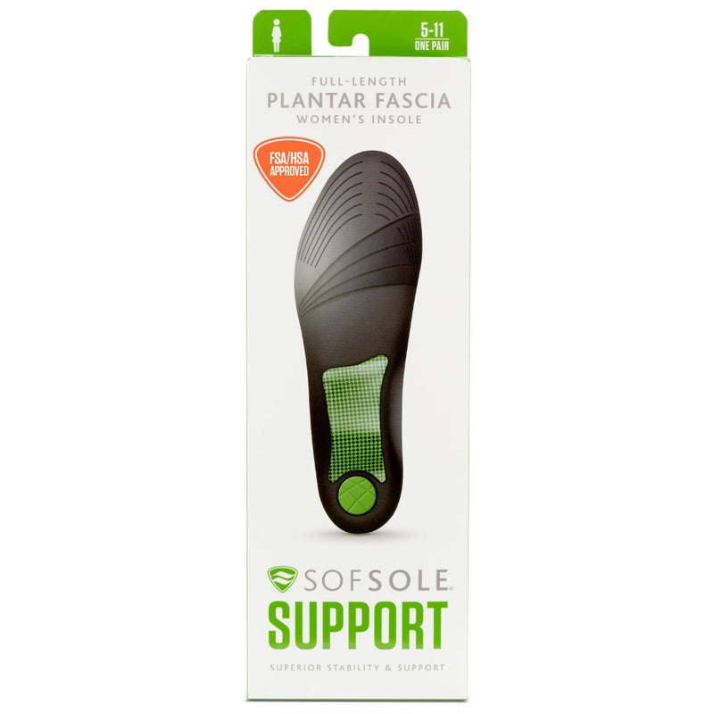 Sof Sole Plantar Fascia Insoles(FSA&HSA Eligible) Full-Length, Supports Arch, Gel Heel Cup, Women's 5-11 - Image 1